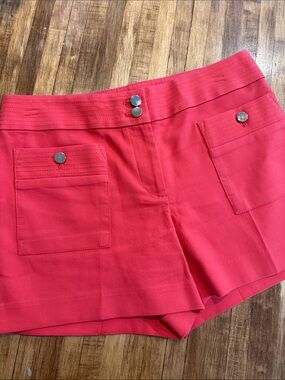 LOFT Red Shorts with Gold Button Detail Sz 2 (d1)